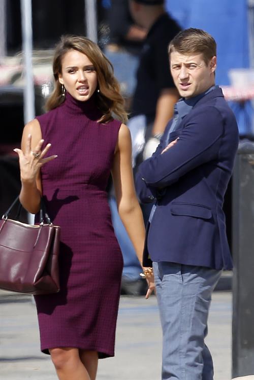 Jessica Alba “How to Make Love Like an Englishman” set candids in Los Angeles, November 4, 2013 