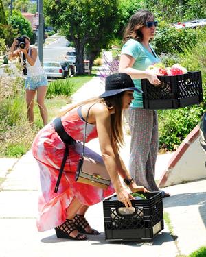 Jessica Alba shopping at Bel Bambini before heading to a baby shower in Hollywood on June 29, 2013