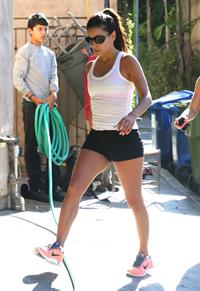 Eva Longoria in shorts at a gym in Hollywood 23.08.13