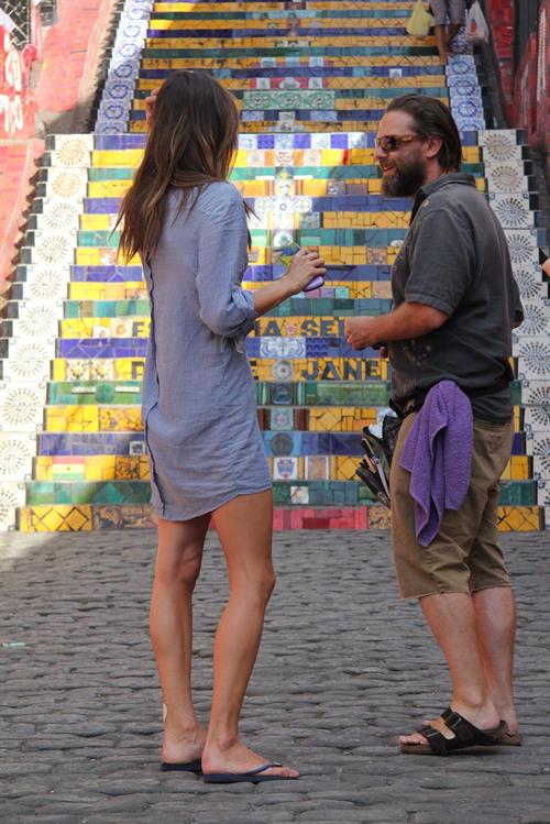 Alessandra Ambrosio on set of a photoshoot in Rio de Janeiro on July 30, 2011 