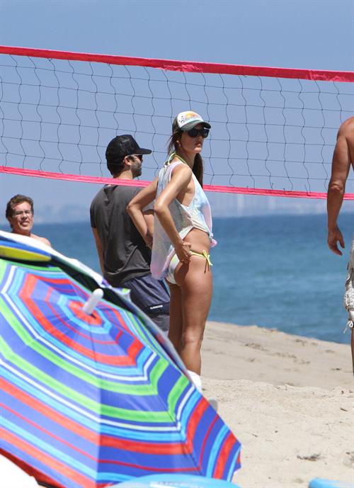 Alessandra Ambrosio playing beach volleyball in Malibu on July 7, 2012 