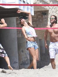 Alessandra Ambrosio playing beach volleyball in Malibu on July 7, 2012 