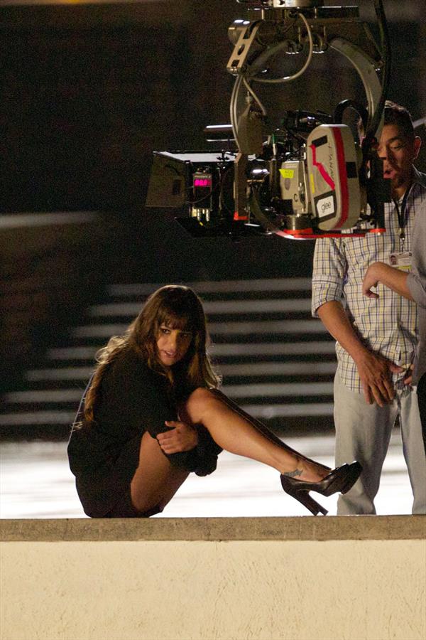 Lea Michele  Filming night scene in Downtown LA - September 20, 2012 