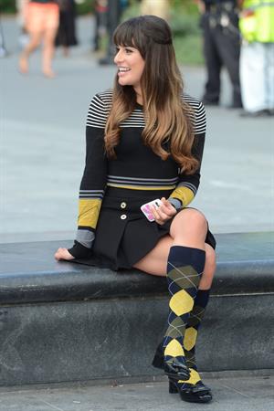 Lea Michele On the Glee set in Washington Square Park, NYC - August 11 2012
