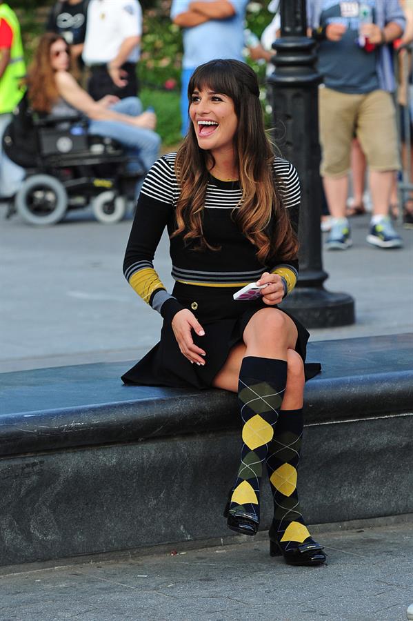 Lea Michele On the Glee set in Washington Square Park, NYC - August 11 2012