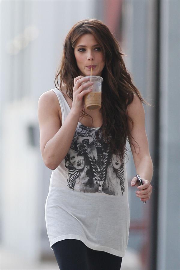 Ashley Greene takes a walk with an iced coffee in Sta Monica on March 20, 2010 