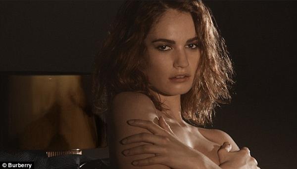 Lily James Topless for Burberry