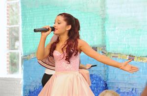 Ariana Grande Kleenex Shield Sneeze Swish event in New York on July 31, 2012