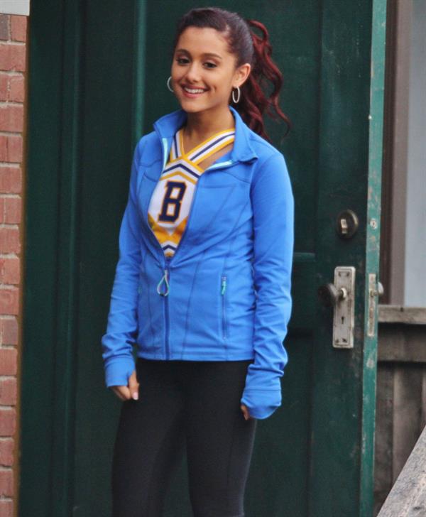 Ariana Grande In Tights On Set of 'Swindle' in Vancouver (10/11/12) 