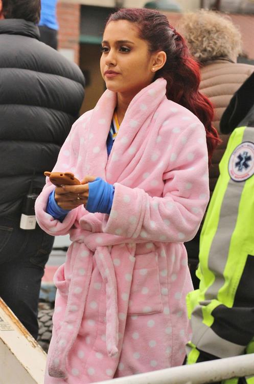 Ariana Grande In Tights On Set of 'Swindle' in Vancouver (10/11/12) 