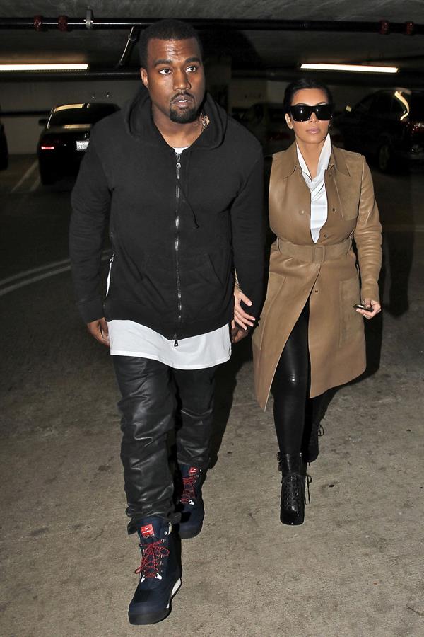 Kim Kardashian and Kanye West leave a medical building In Beverly Hills Dec 22, 2012 