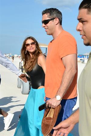 Sofia Vergara - beach candids in Miami 1/2/13  