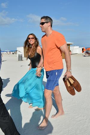 Sofia Vergara - beach candids in Miami 1/2/13  