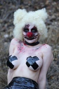 Courtney Stodden as a topless evil clown