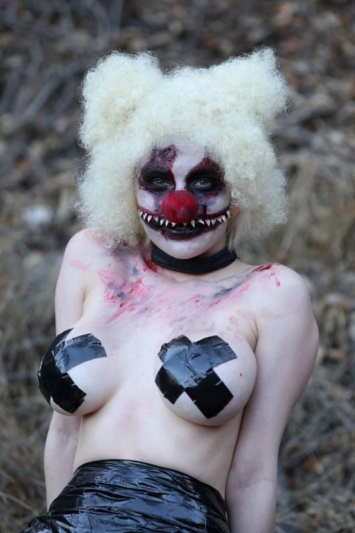 Courtney Stodden as a topless evil clown