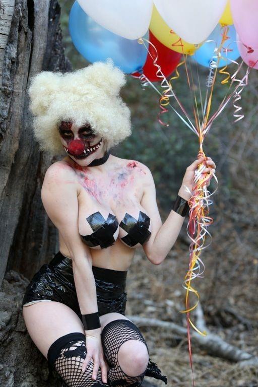 Courtney Stodden as a topless evil clown