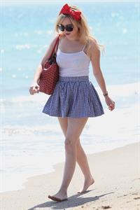 Alessandra Torresani on the beach in Malibu on July 4, 2011