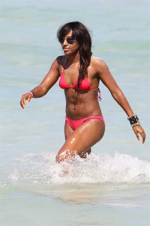 Alexandra Burke bikini candids Miami March 7, 2011 