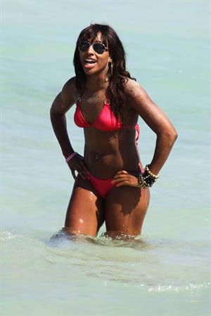 Alexandra Burke bikini candids Miami March 7, 2011 
