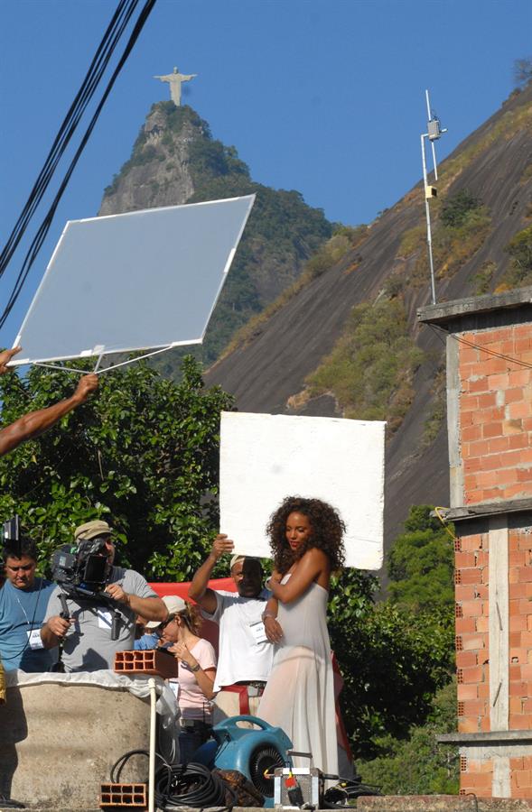 Alicia Keys filming her upcoming music video Put it in a Love Song in Rio de Janeiro on February 9, 2010 