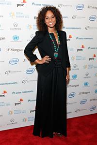 Alicia Keys attends the United Nations Social Innovation Summit in New York on May 5, 2012