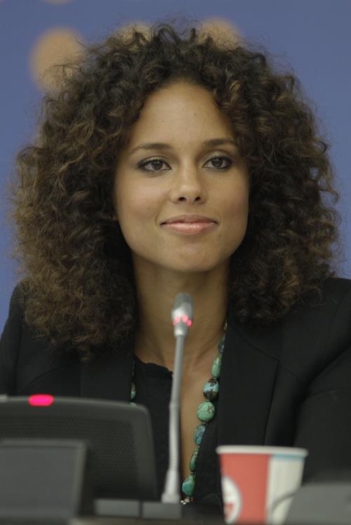 Alicia Keys attends the United Nations Social Innovation Summit in New York on May 5, 2012