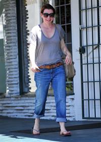 Alyson Hannigan candids leaving the Brentwood Country Mart on April 28, 2011 