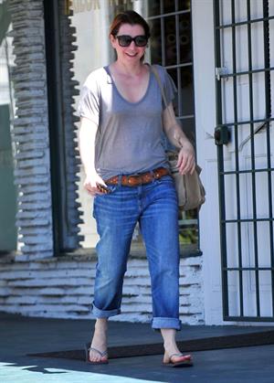 Alyson Hannigan candids leaving the Brentwood Country Mart on April 28, 2011 