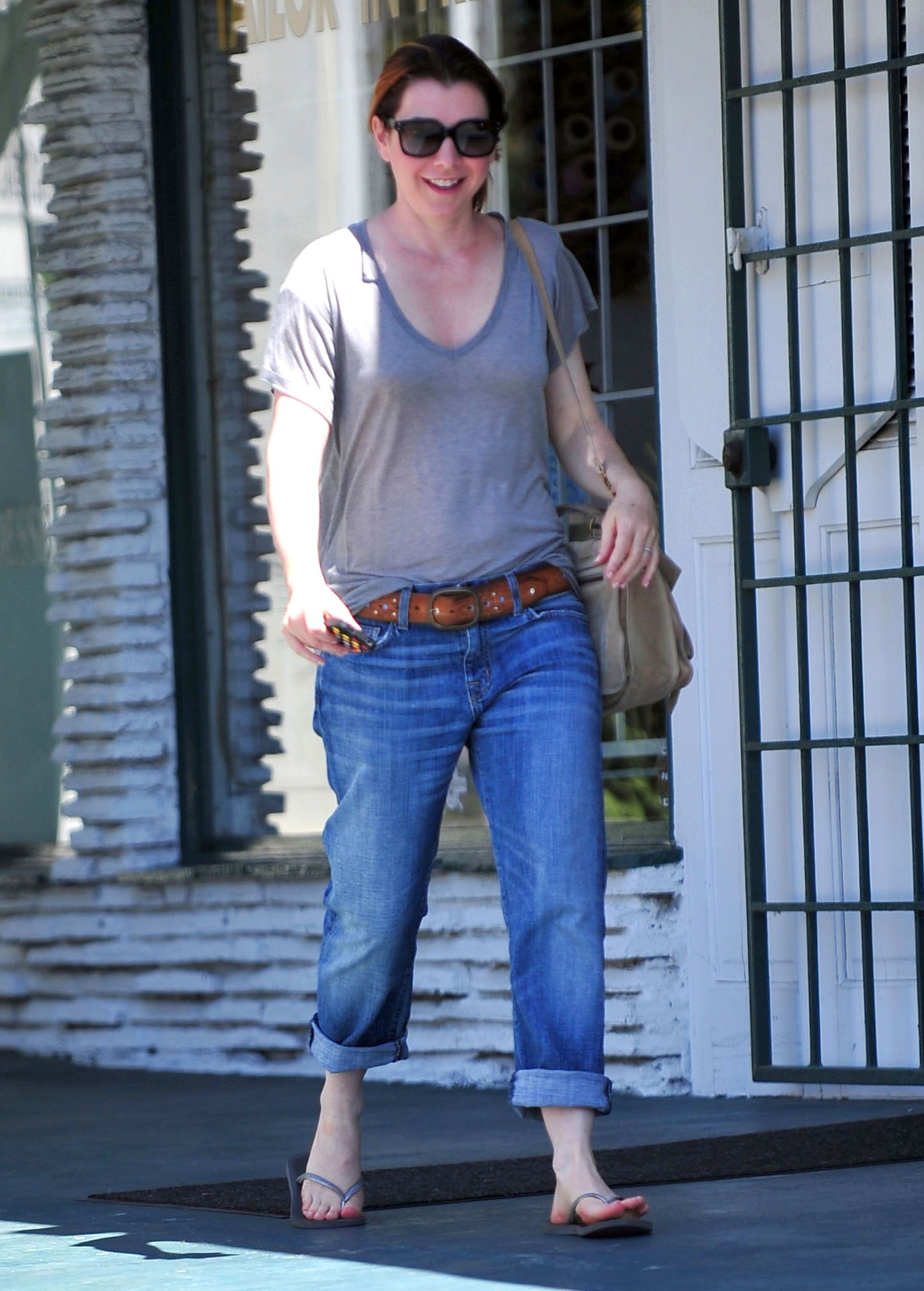 Alyson Hannigan candids leaving the Brentwood Country Mart on April 28, 2011 