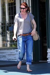 Alyson Hannigan candids leaving the Brentwood Country Mart on April 28, 2011 