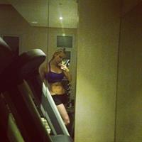 Valeria Lukyanova in a bikini taking a selfie