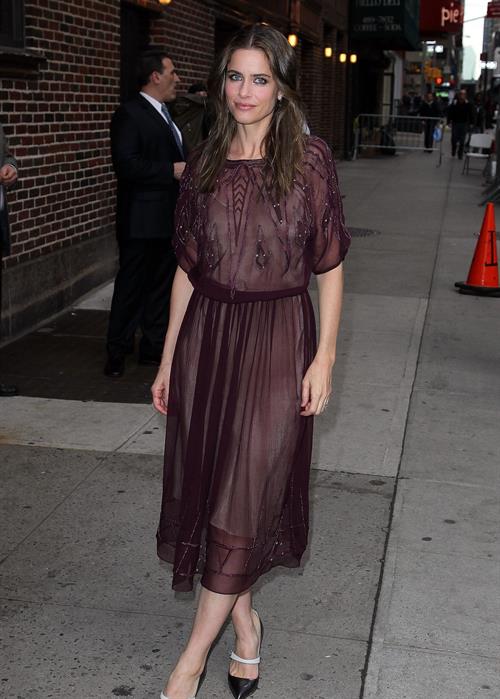 Amanda Peet arriving for David Letterman appearance on March 13, 2012