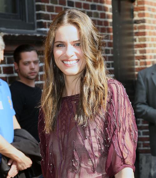 Amanda Peet arriving for David Letterman appearance on March 13, 2012