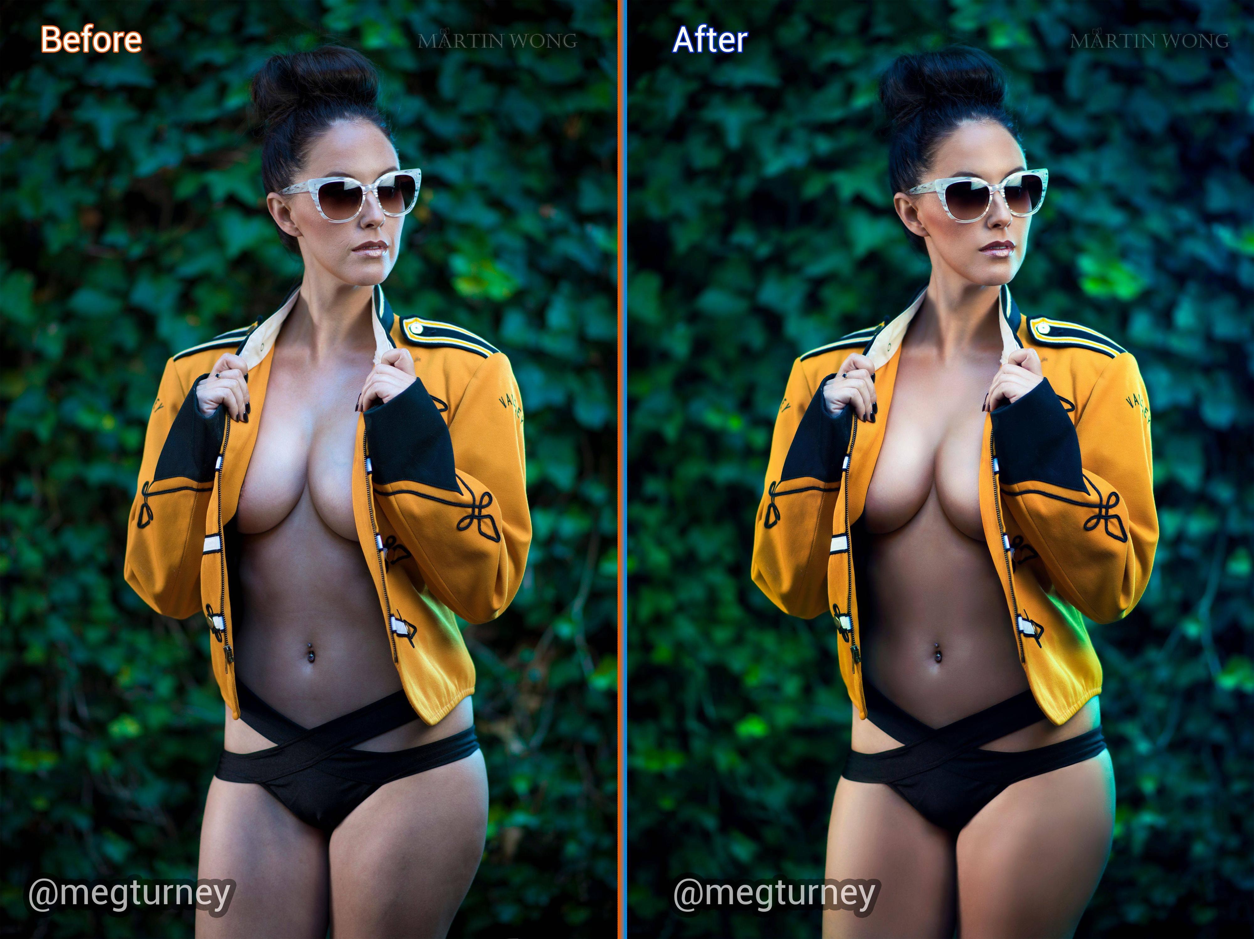 Meg Turney in a drummer outfit