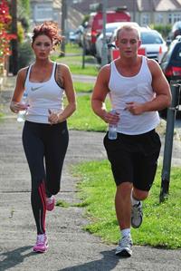 Amy Childs out jogging in Essex on August 1, 2011