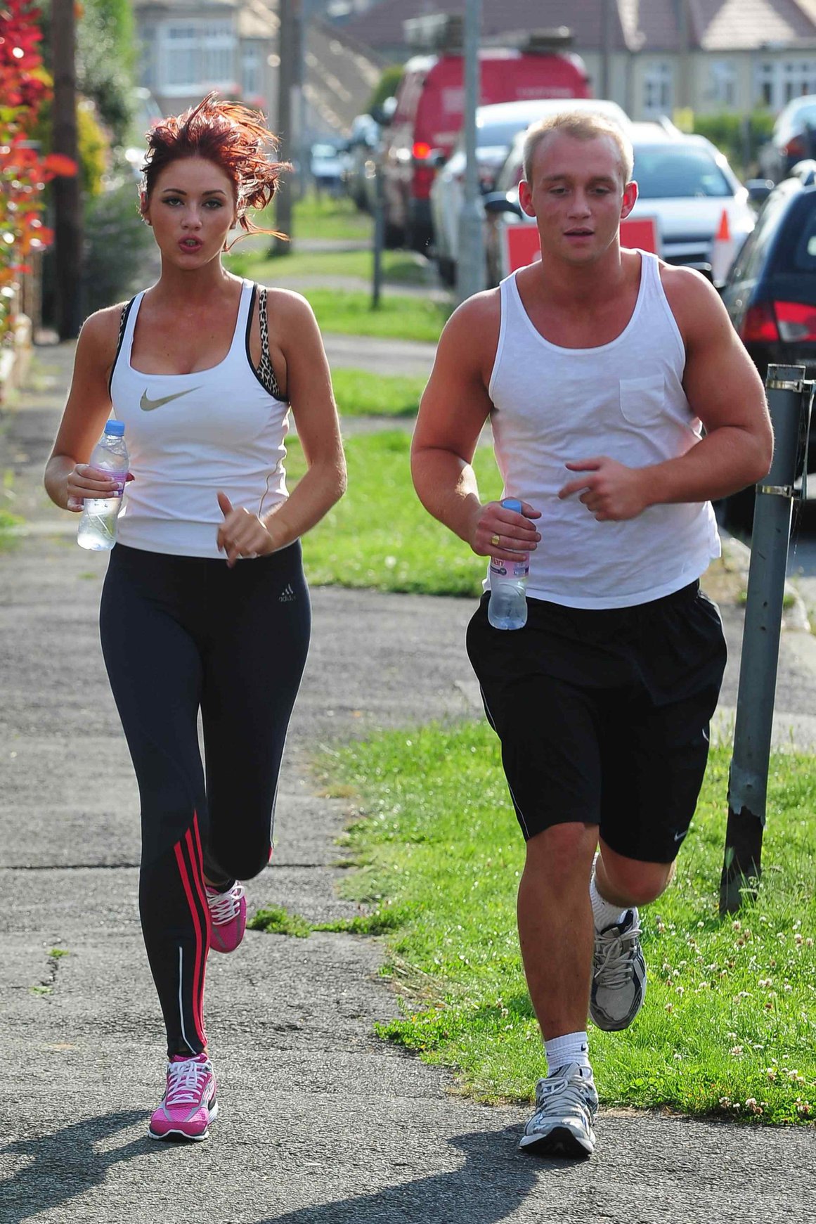 Amy Childs out jogging in Essex on August 1, 2011
