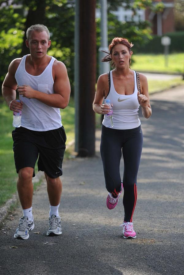 Amy Childs out jogging in Essex on August 1, 2011