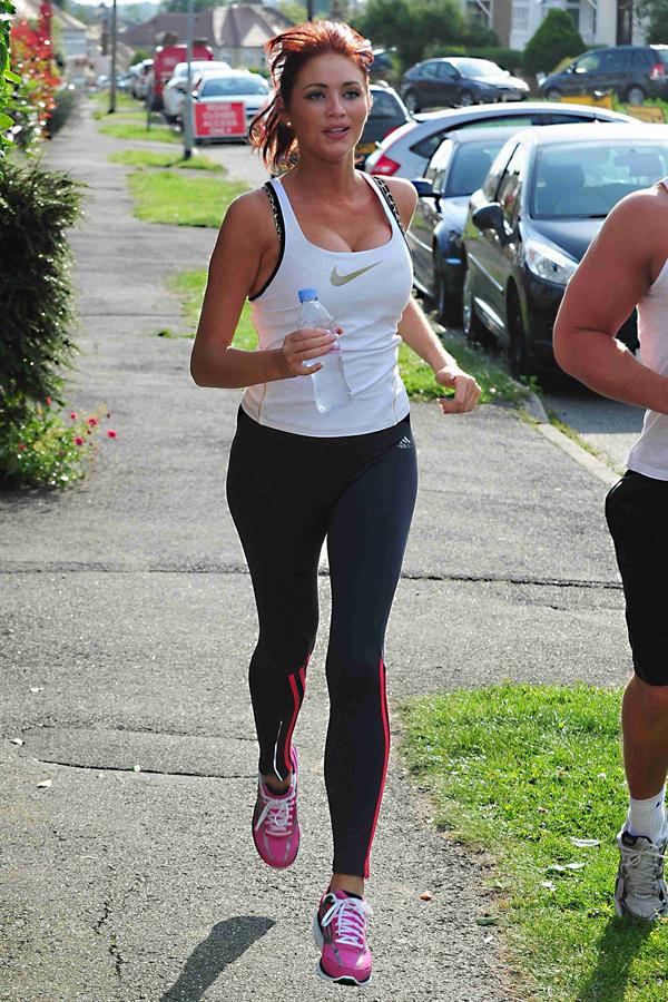 Amy Childs out jogging in Essex on August 1, 2011