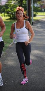 Amy Childs out jogging in Essex on August 1, 2011