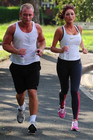 Amy Childs out jogging in Essex on August 1, 2011