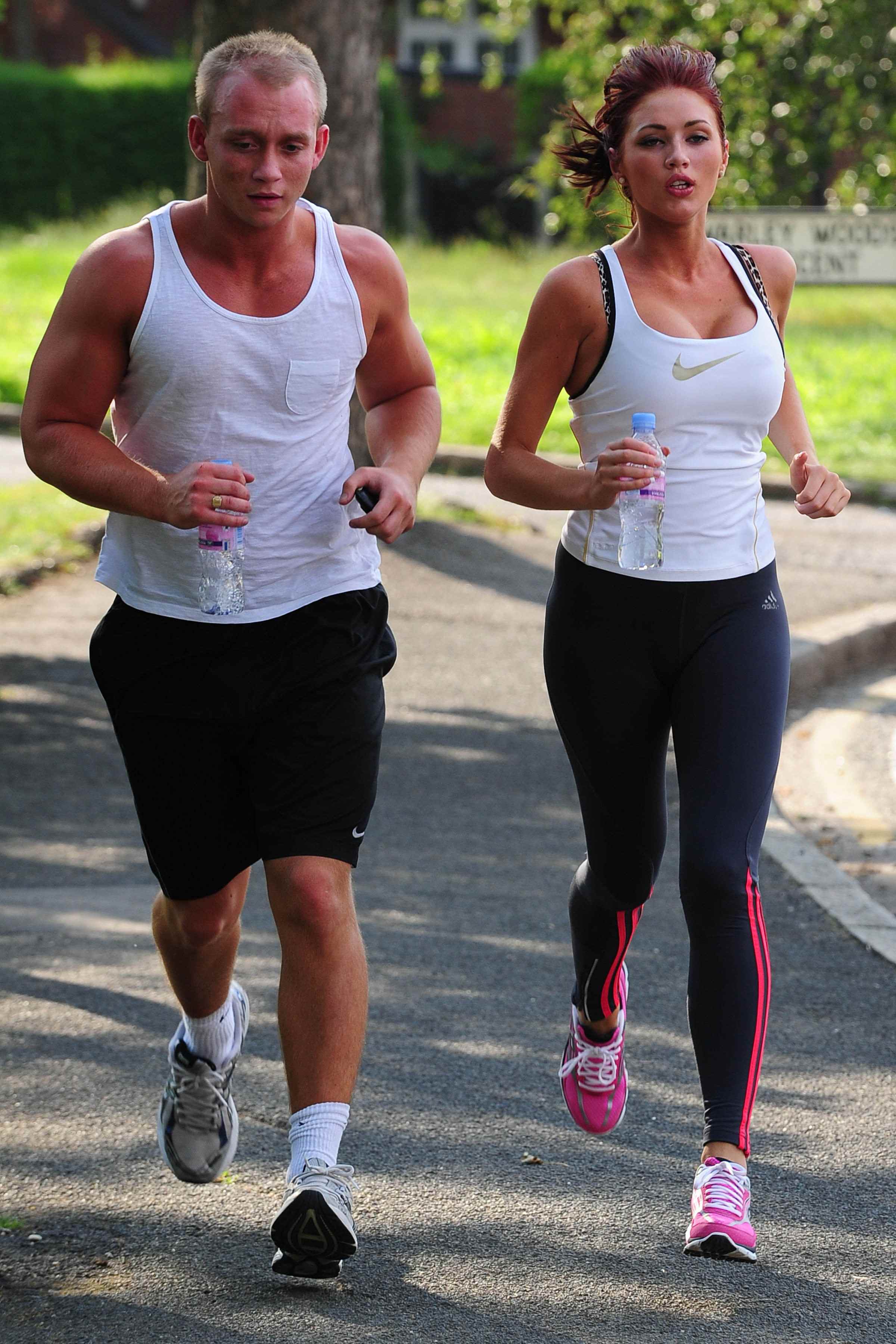 Amy Childs out jogging in Essex on August 1, 2011