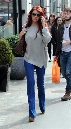 Amy Childs outside a hair salon in London on March 22, 2012