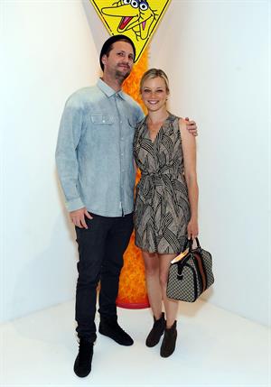 Amy Smart Neff Headwear 7th letter Sesame Street art exhibit on April 27, 2012