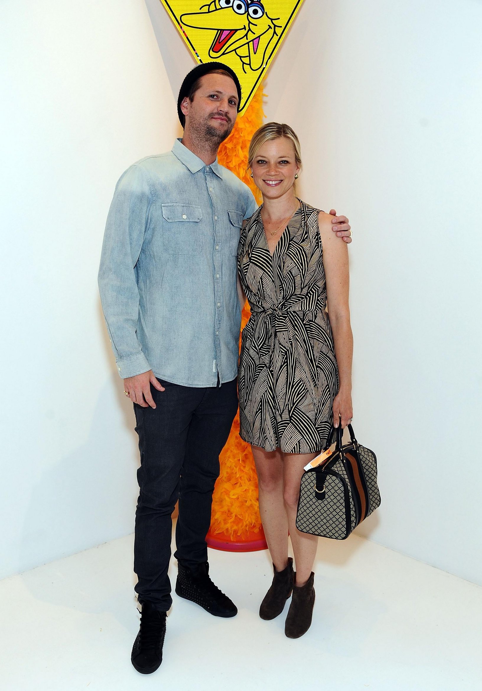 Amy Smart Neff Headwear 7th letter Sesame Street art exhibit on April 27, 2012