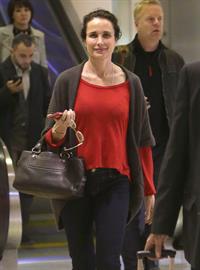 Andie MacDowell arriving on a flight at LAX airport December 7, 2012 