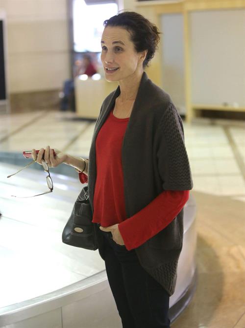 Andie MacDowell arriving on a flight at LAX airport December 7, 2012 