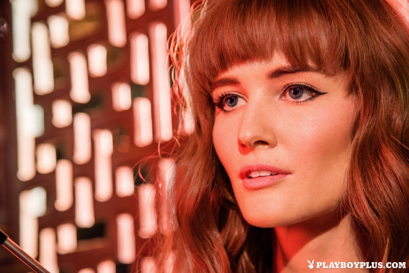 Playboy Cybergirl Dominique Jane: Red head in red lingerie