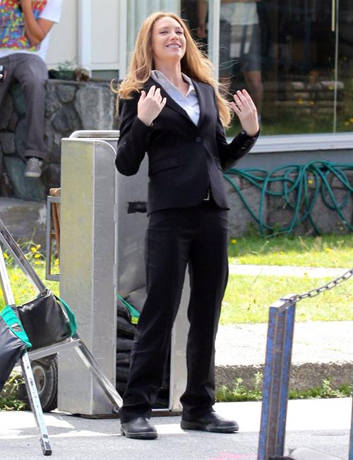 Anna Torv on the set of Fringe in Vancouver Canada on August 2, 2011
