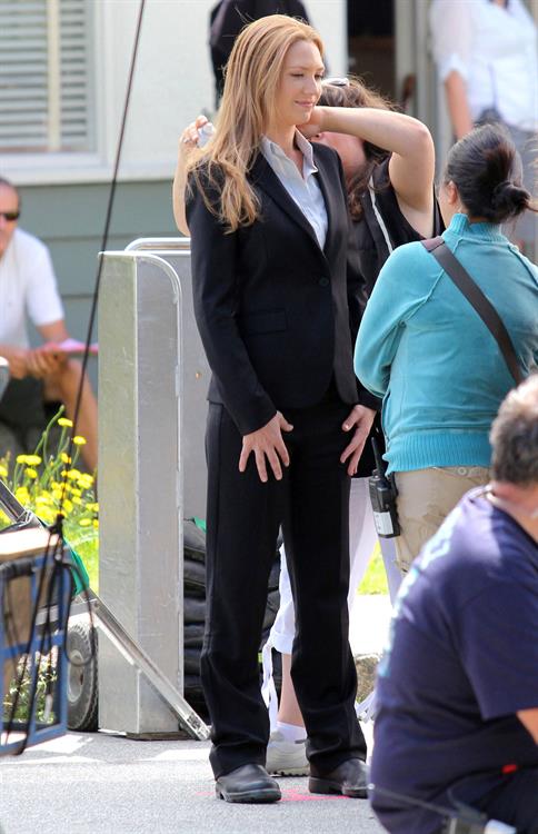 Anna Torv on the set of Fringe in Vancouver Canada on August 2, 2011