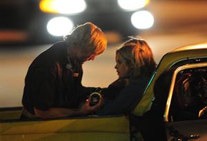 Ashley Benson and Vanessa Hudgens film Spring Breakers Florida on March 15, 2012